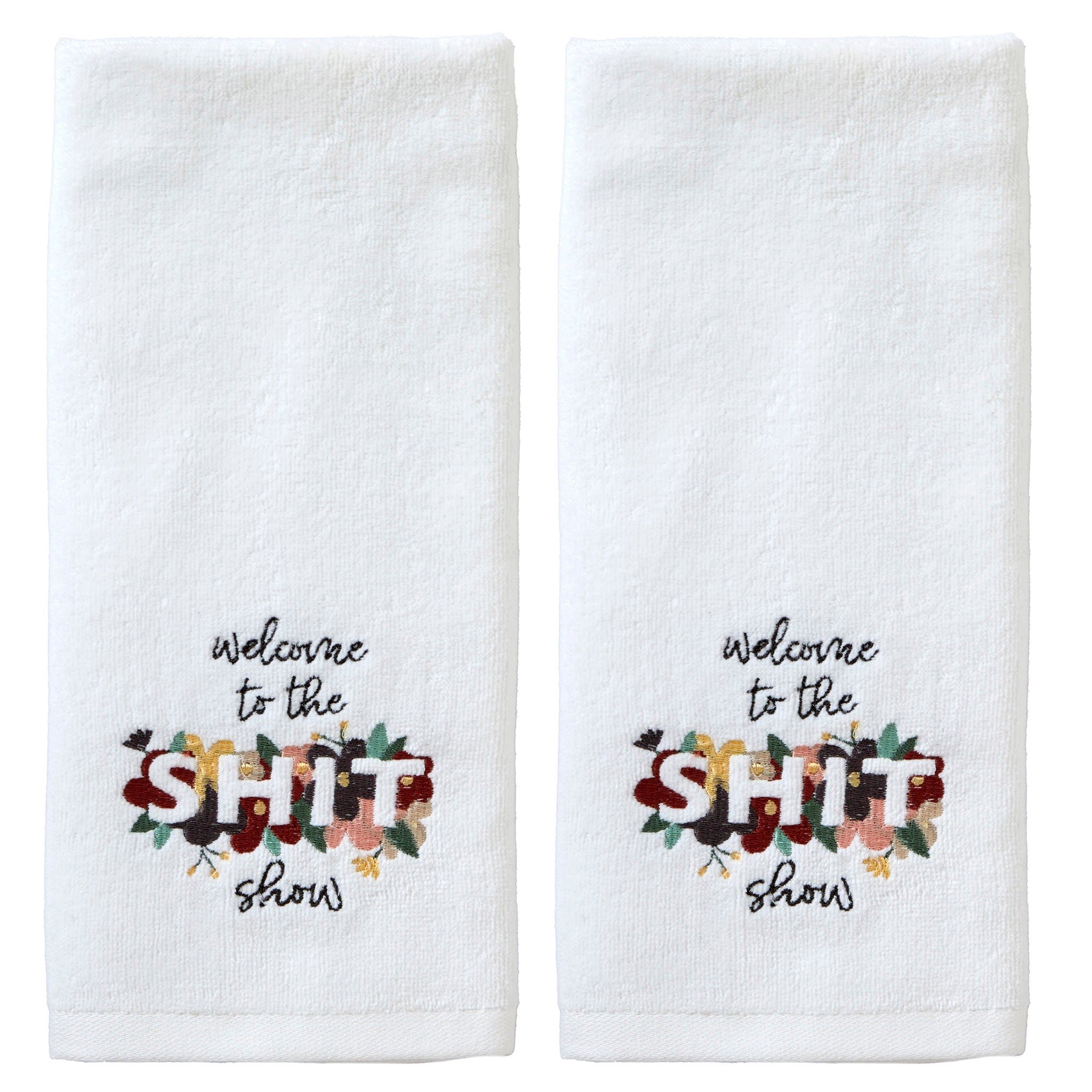 Embroidered Bathroom Hand Towel, Have a Nice Poop, White Towel