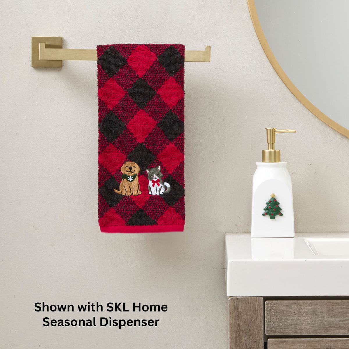 Winter Pets 2-Piece Hand Towel Set, Red