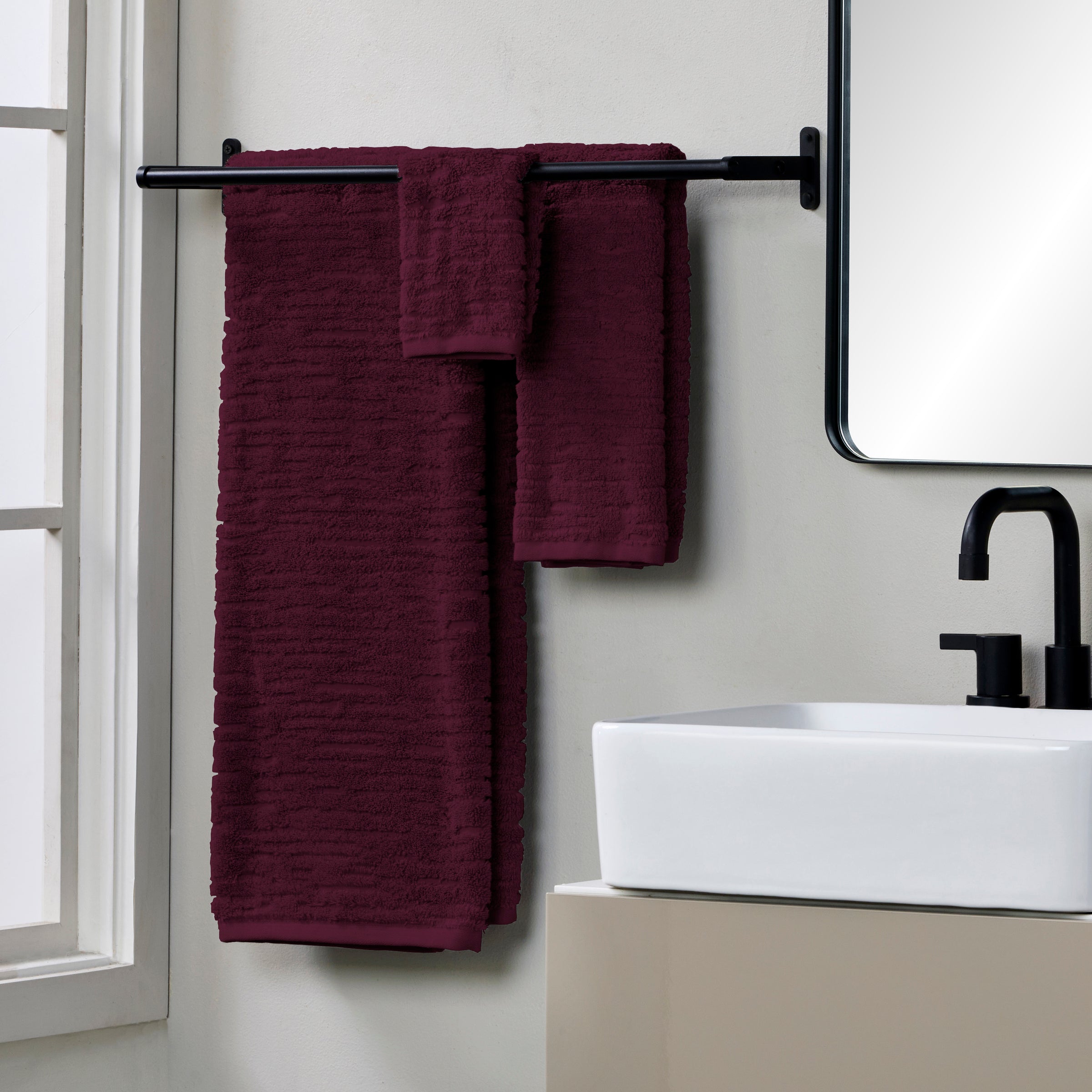 CloudSoft Cotton Luxury 6-Piece Towel Set, Bordeaux