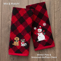 Winter Pets 2-Piece Hand Towel Set, Red