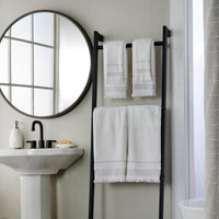 Casual Fringe 2-Piece Cotton Hand Towel Set, White