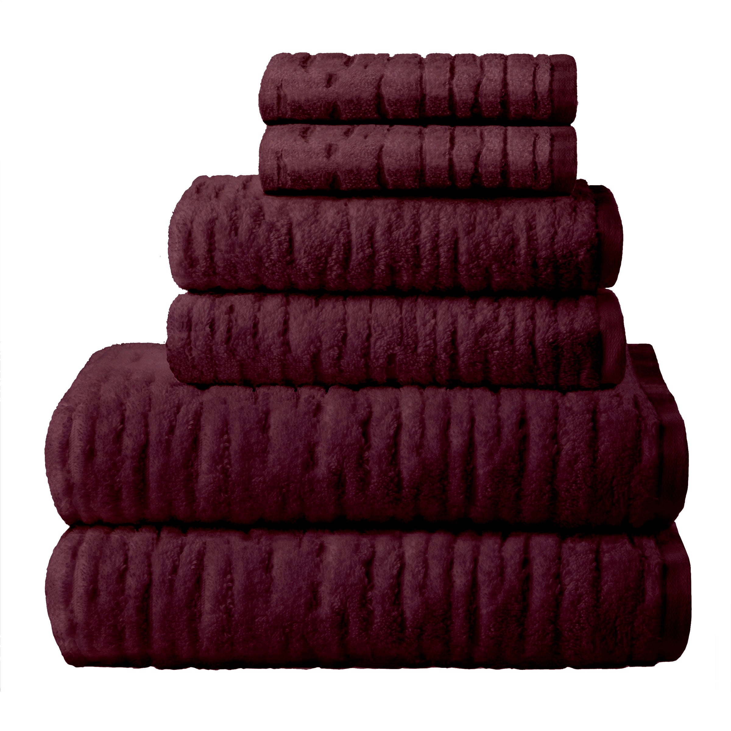 CloudSoft Cotton Luxury 6-Piece Towel Set, Bordeaux