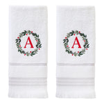 Wreath Monogram “A” 2-Piece Hand Towel Set, White