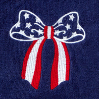 Americana Bow Embroidered 2-Piece Hand Towel Set, Navy