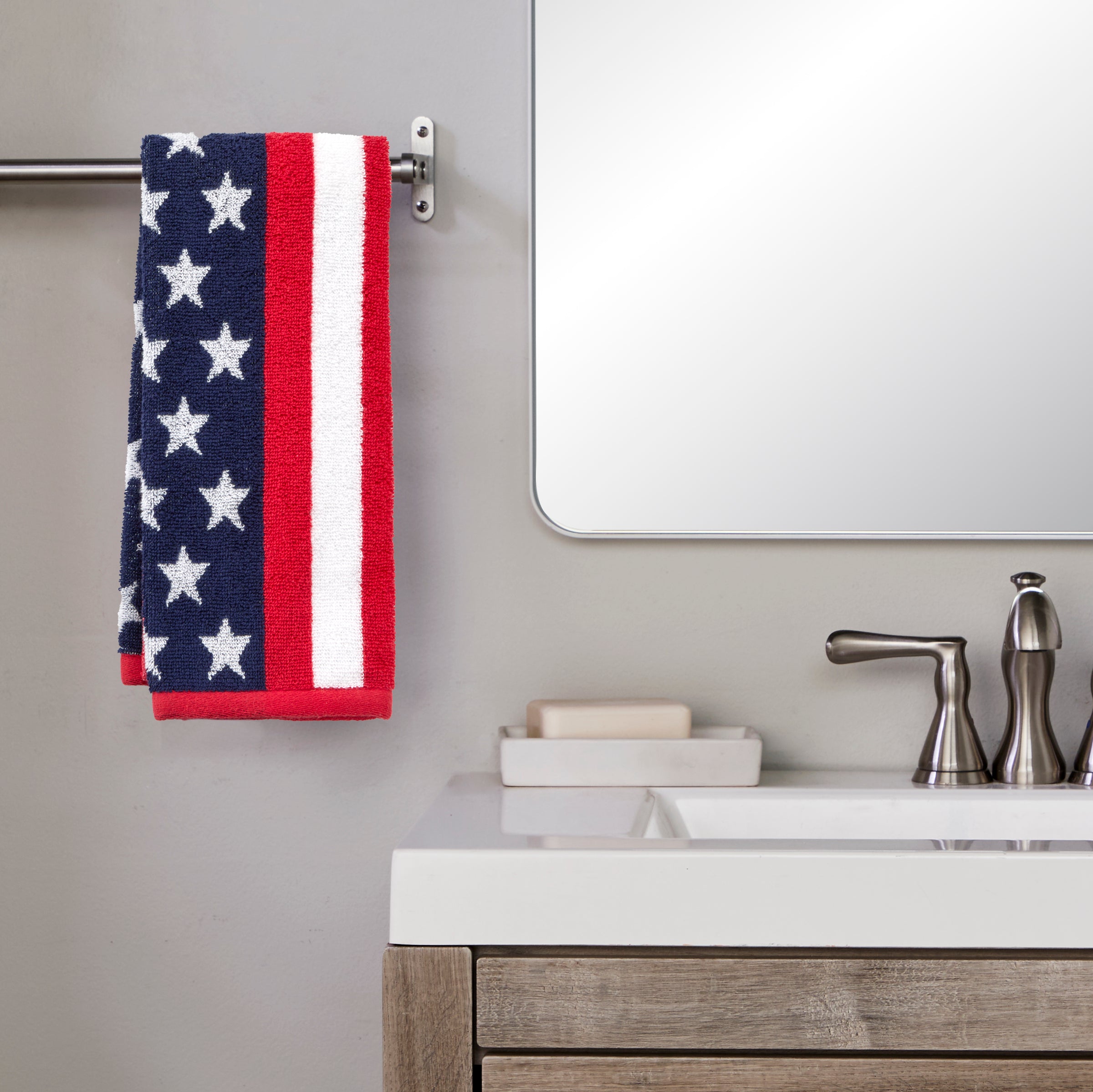 American Flag Jacquard Reversible 2-Piece Hand Towel Set, Multi