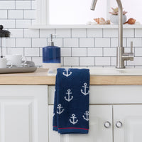 Anchor Jacquard 2-Piece Hand Towel Set, Navy