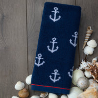 Anchor Jacquard 2-Piece Hand Towel Set, Navy