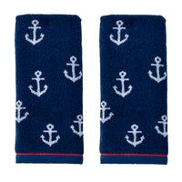 Anchor Jacquard 2-Piece Hand Towel Set, Navy