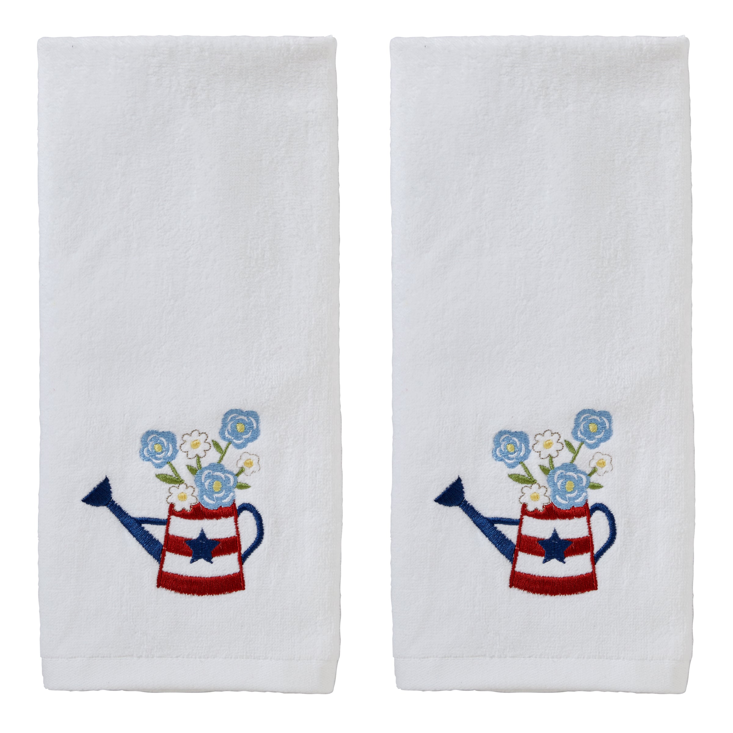 Americana Water Can 2-Piece Hand Towel Set, White