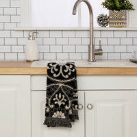 Amherst Medallion Jacquard 2-Piece Hand Towel Set, Black