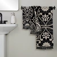 Amherst Medallion Jacquard Bath Towel, Black
