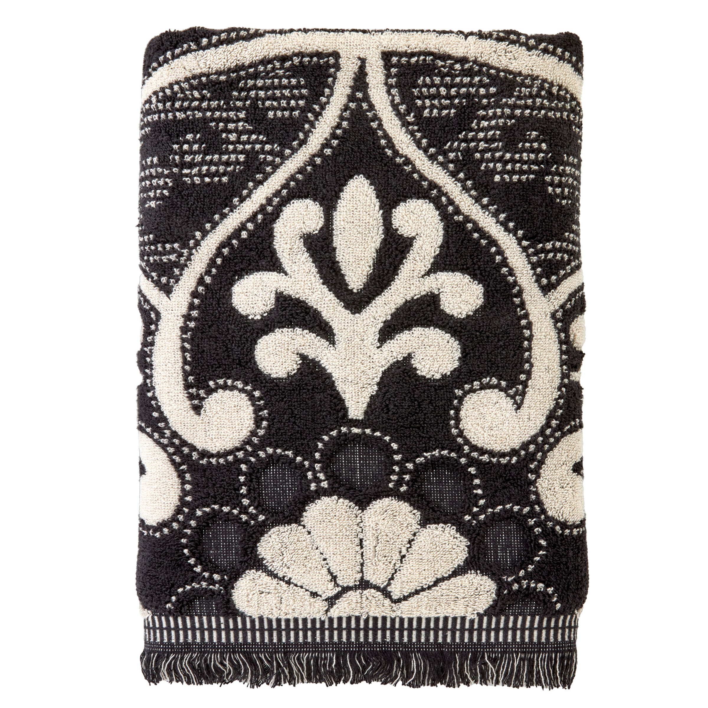 Amherst Medallion Jacquard Bath Towel, Black