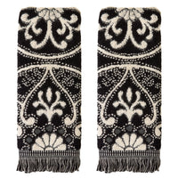 Amherst Medallion Jacquard 2-Piece Hand Towel Set, Black