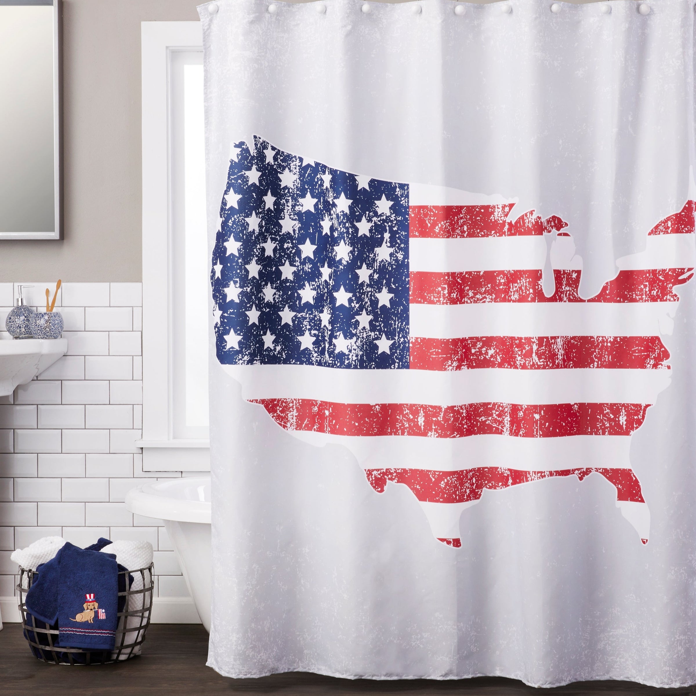 American Pride Fabric Shower Curtain, Multi