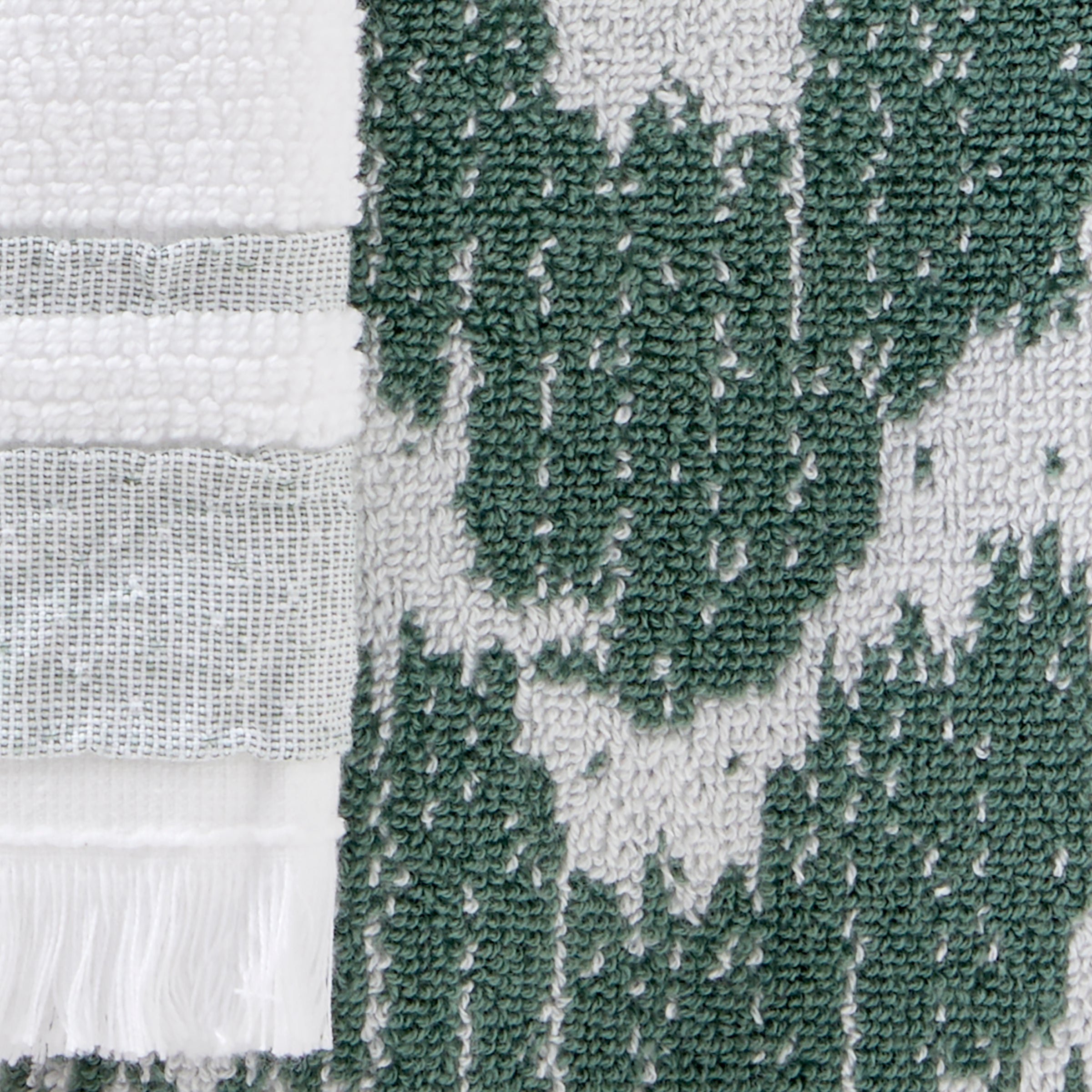 Asheville 3-Piece Turkish Cotton Hand Towel Gift Set, Evergreen/White