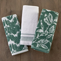 Asheville 3-Piece Turkish Cotton Hand Towel Gift Set, Evergreen/White