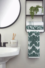 Asheville 3-Piece Turkish Cotton Hand Towel Gift Set, Evergreen/White