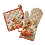 Autumn Pumpkins Oven Mitt & Pot Holder Set, Natural/Multi