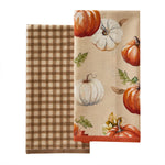Autumn Pumpkins 2-Piece Dish Towel Set, Natural/Multi