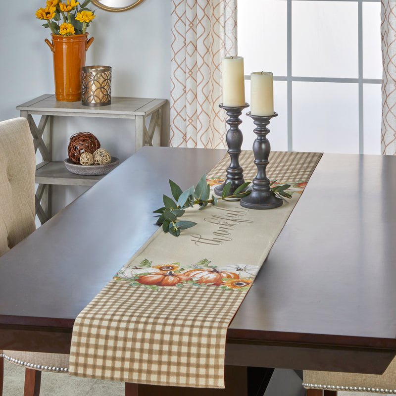 Autumn Pumpkins Table Runner, Natural/Multi