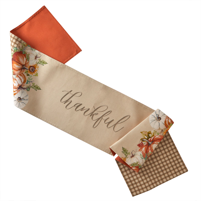 Autumn Pumpkins Table Runner, Natural/Multi