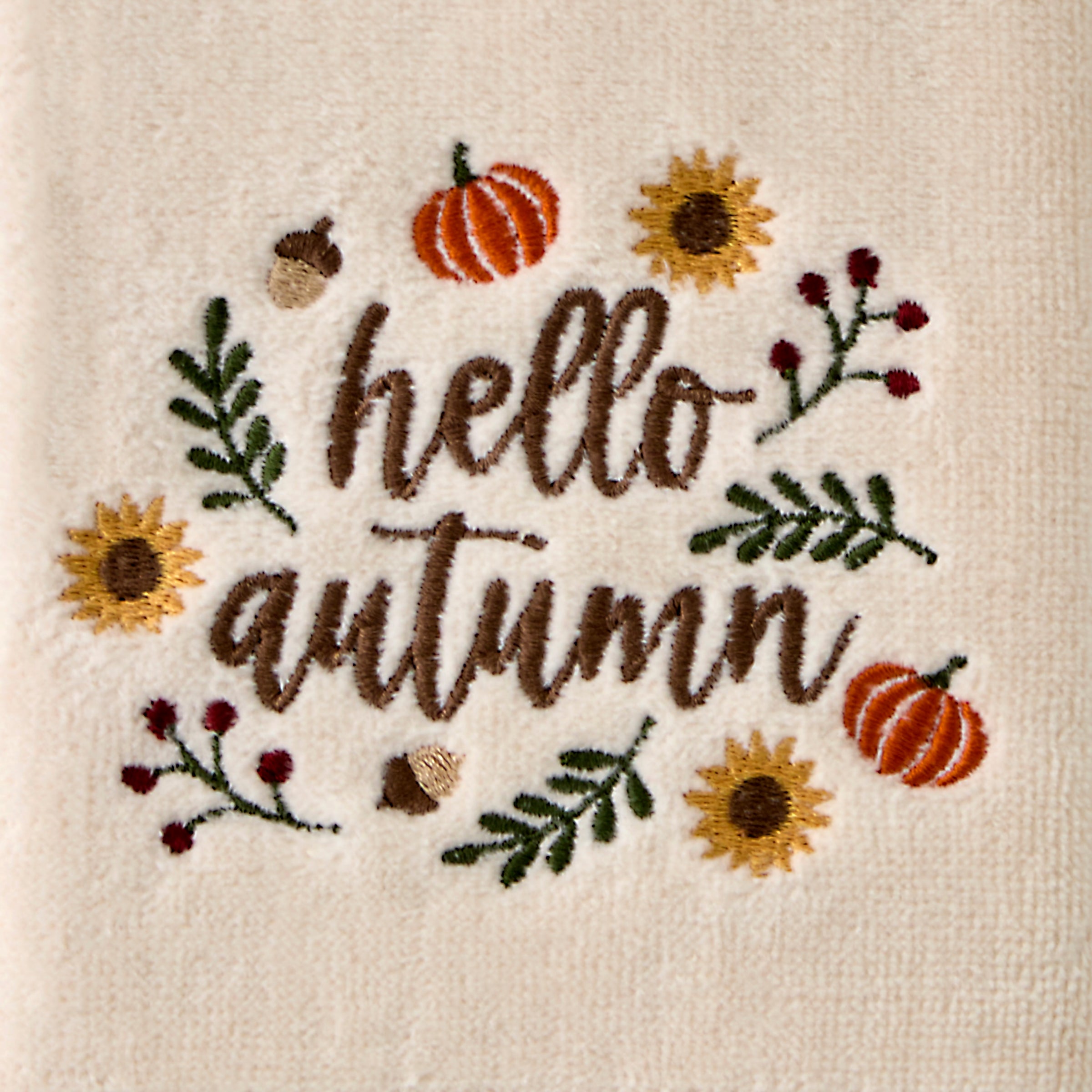 Autumn Wreath 2-Piece Hand Towel Set, Natural