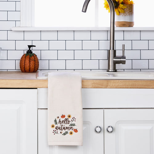 Autumn Wreath 2-Piece Hand Towel Set, Natural