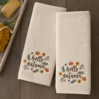 Autumn Wreath 2-Piece Hand Towel Set, Natural
