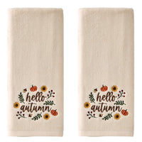 Autumn Wreath 2-Piece Hand Towel Set, Natural