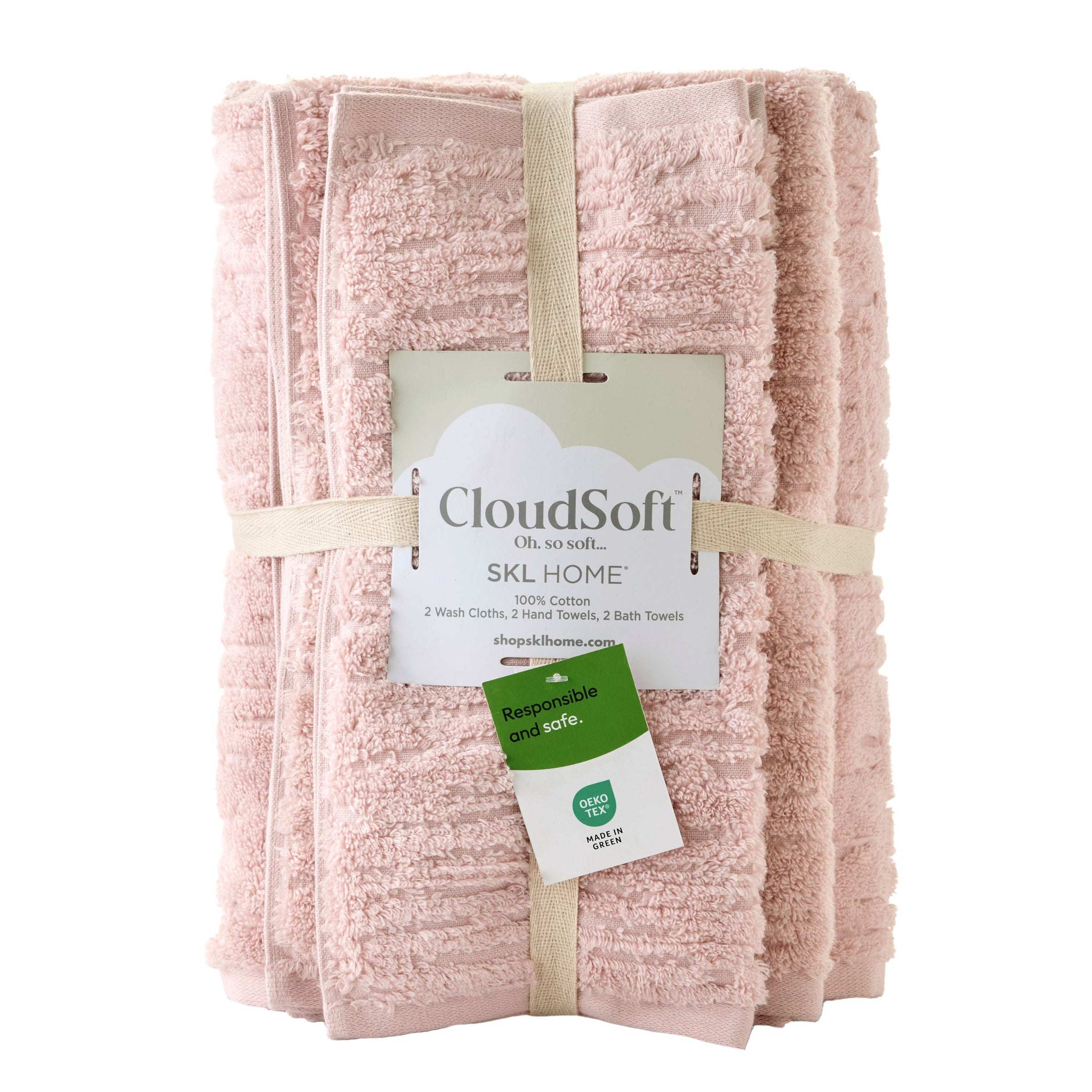 CloudSoft Cotton Luxury 6-Piece Towel Set, Blush