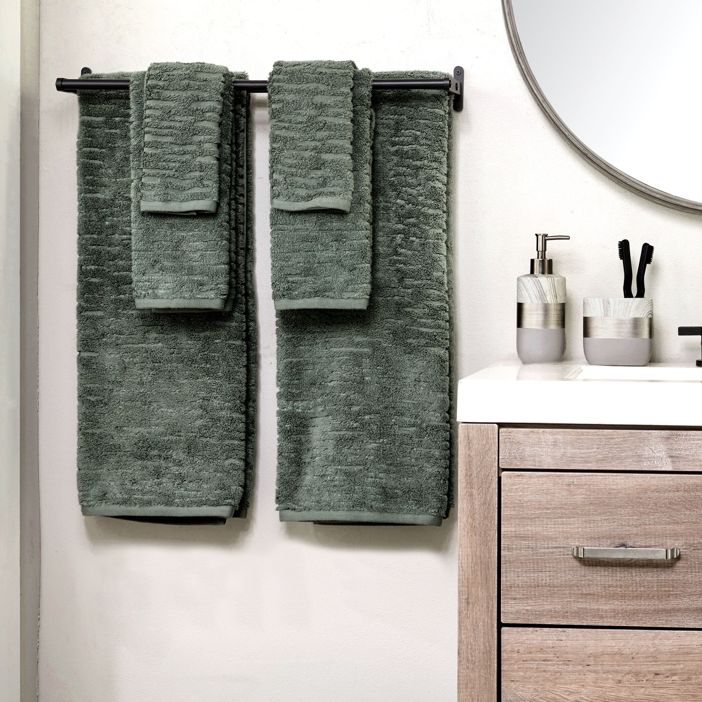 CloudSoft Cotton Luxury 6-Piece Towel Set, Green Pine