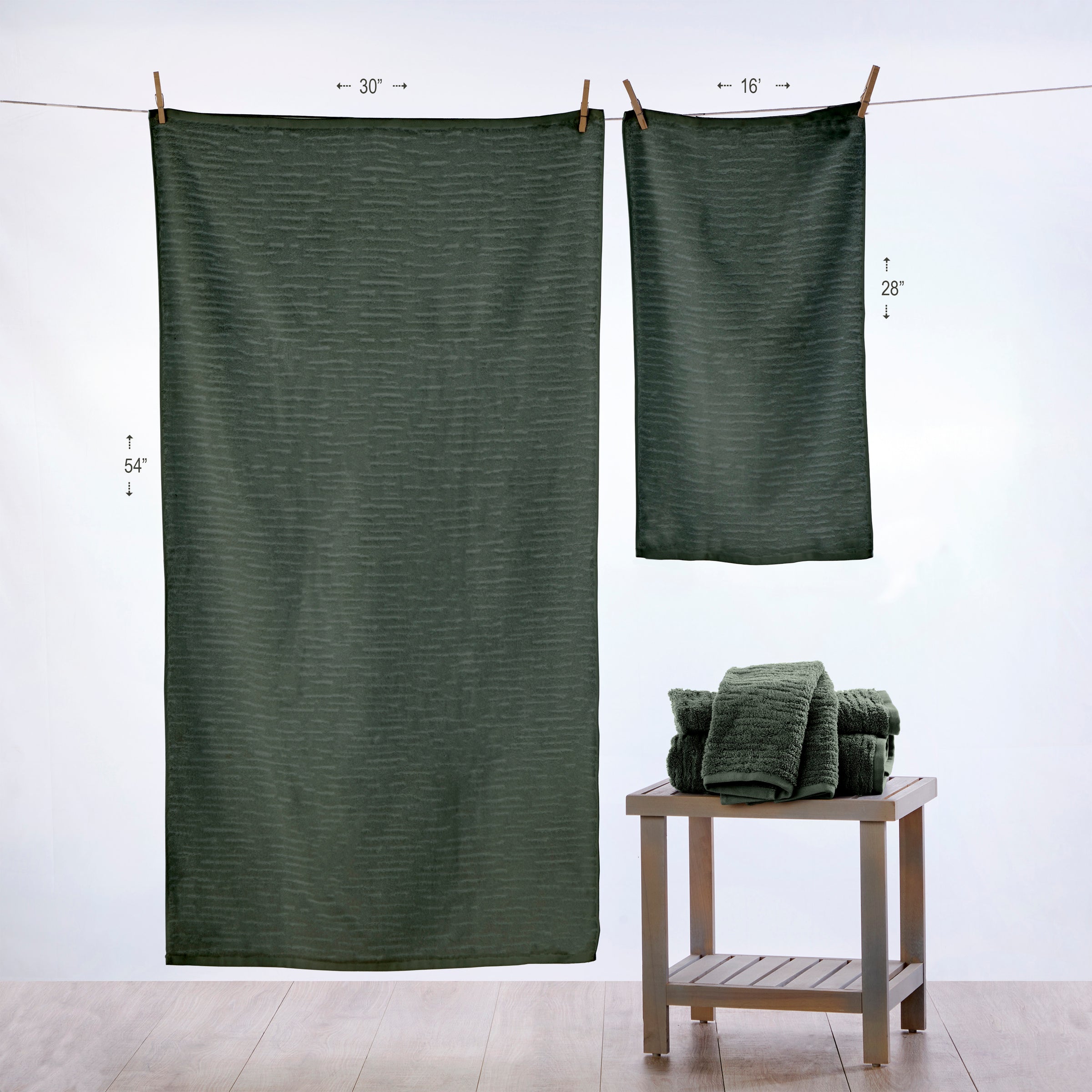 CloudSoft Cotton Luxury 6-Piece Towel Set, Green Pine