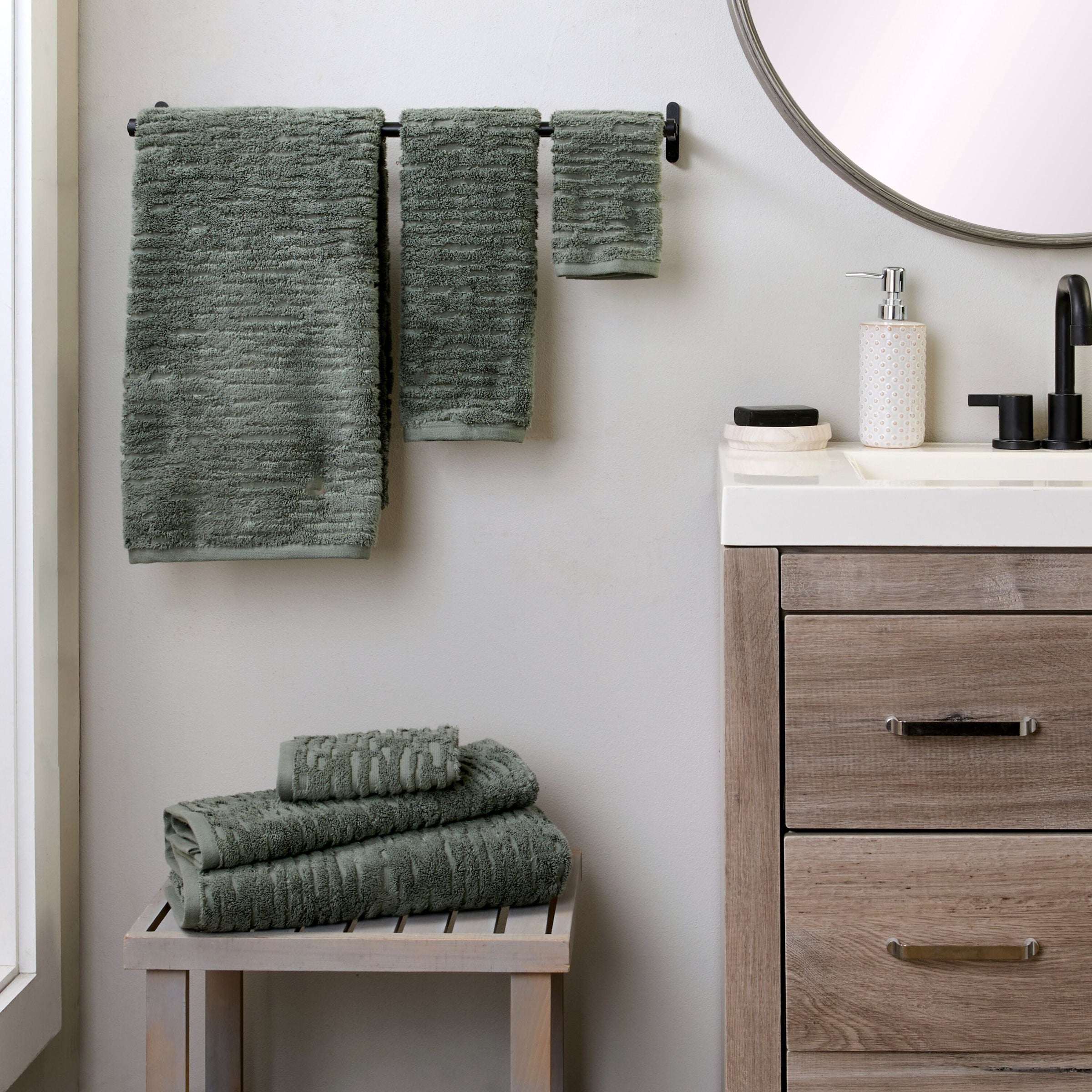 CloudSoft Cotton Luxury 6-Piece Towel Set, Green Pine