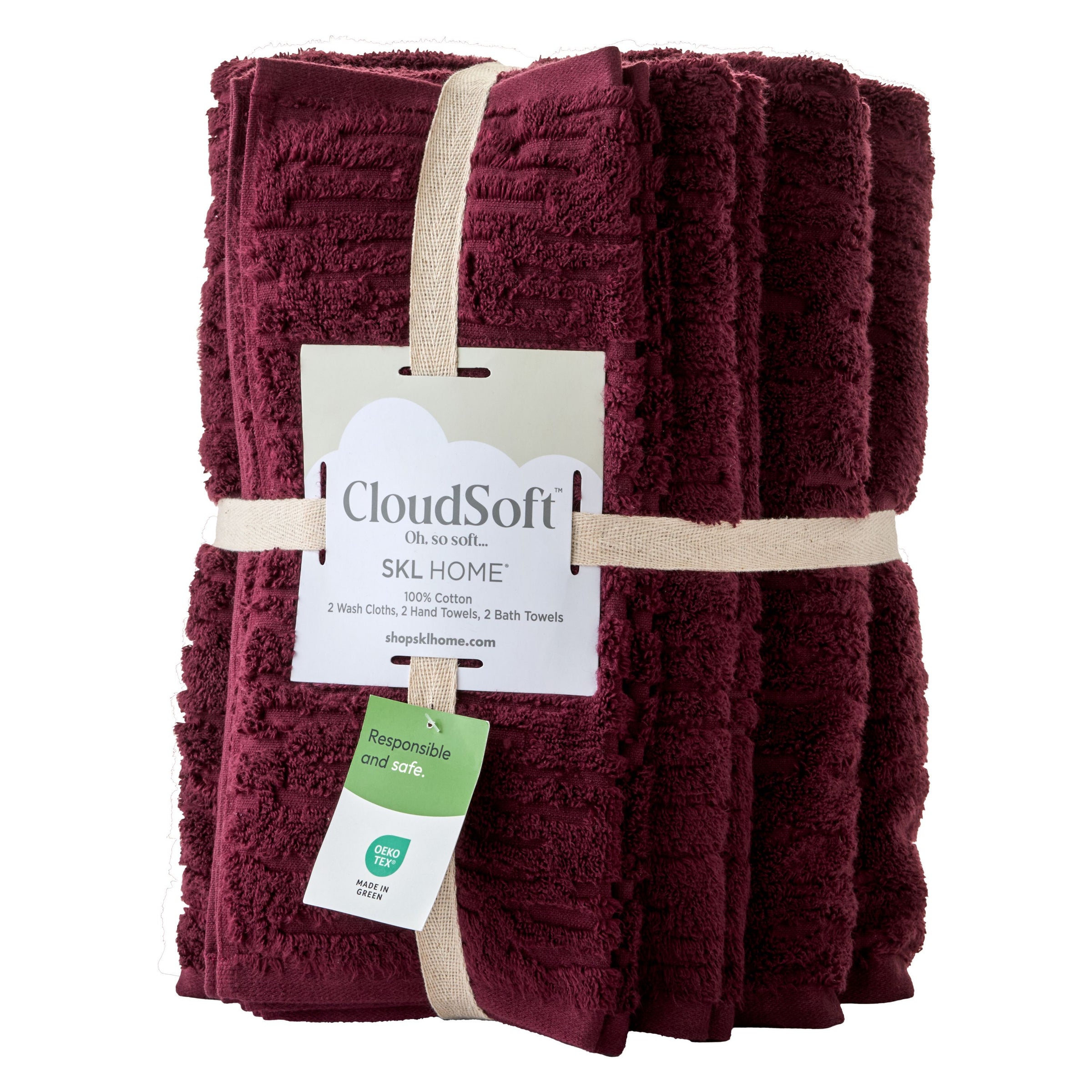 CloudSoft Cotton Luxury 6-Piece Towel Set, Bordeaux
