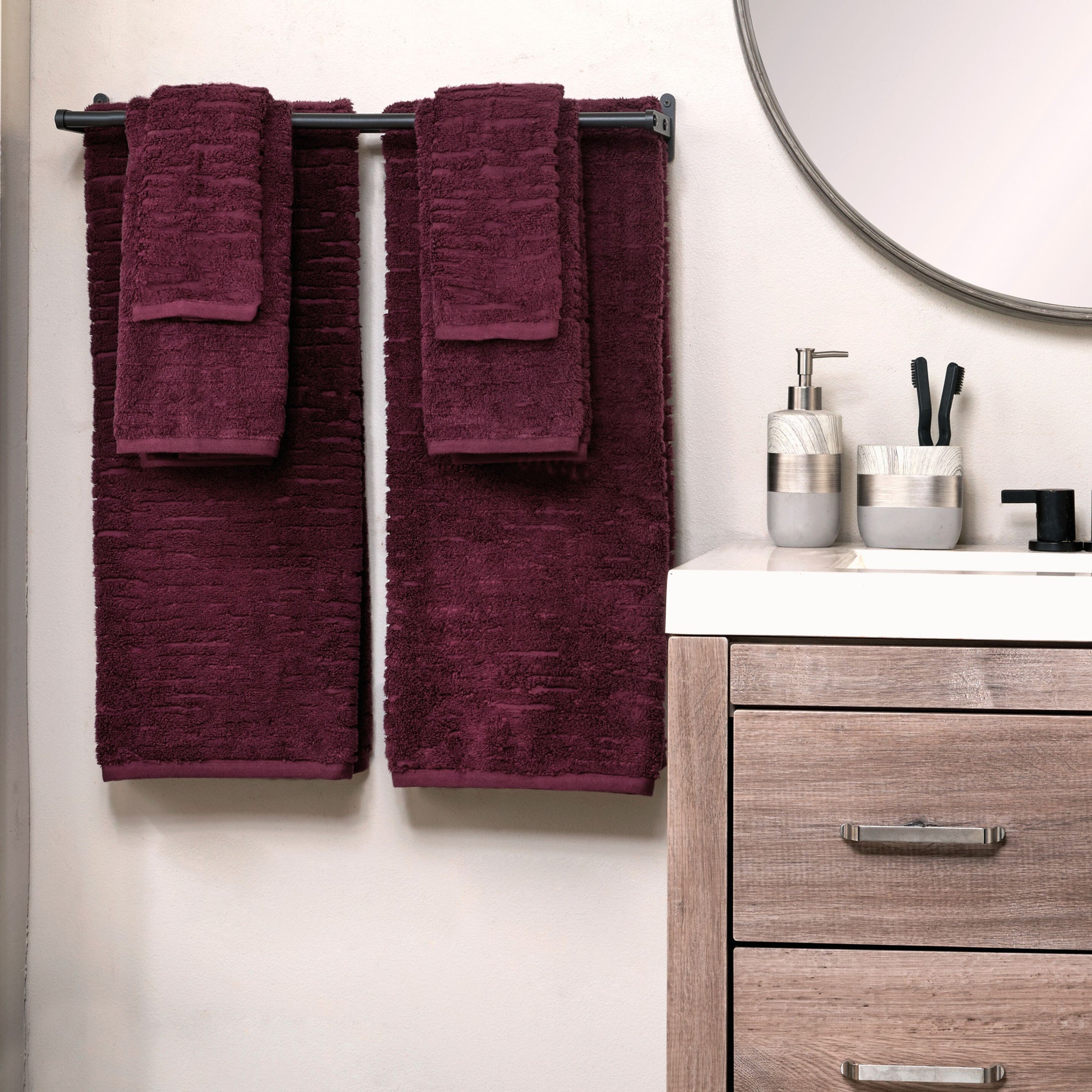 CloudSoft Cotton Luxury 6-Piece Towel Set, Bordeaux