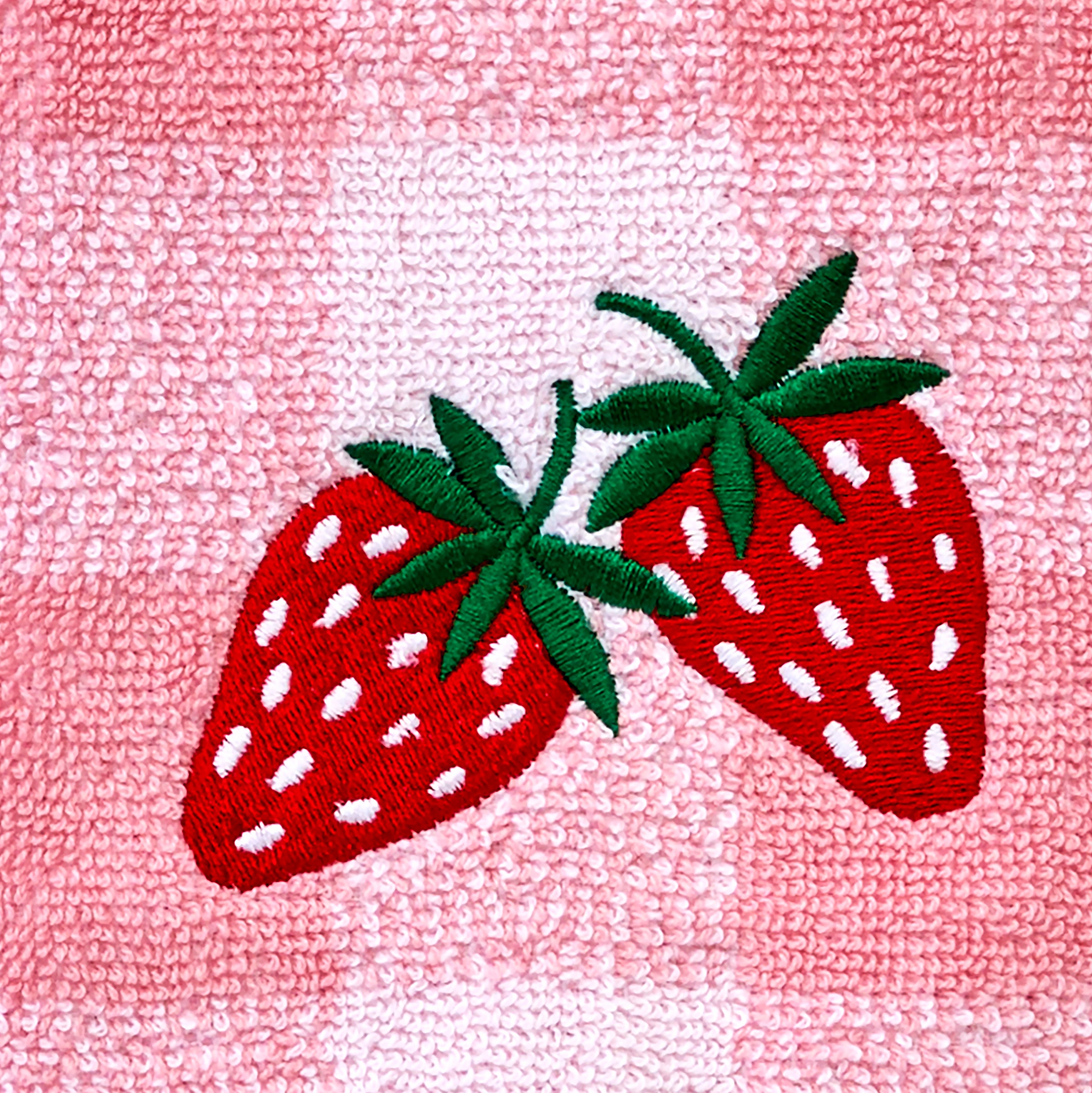 Buffalo Plaid Strawberry 2-Piece Hand Towel Set, Pink