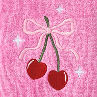 Cherry Hearts 2-Piece Hand Towel Set, Pink