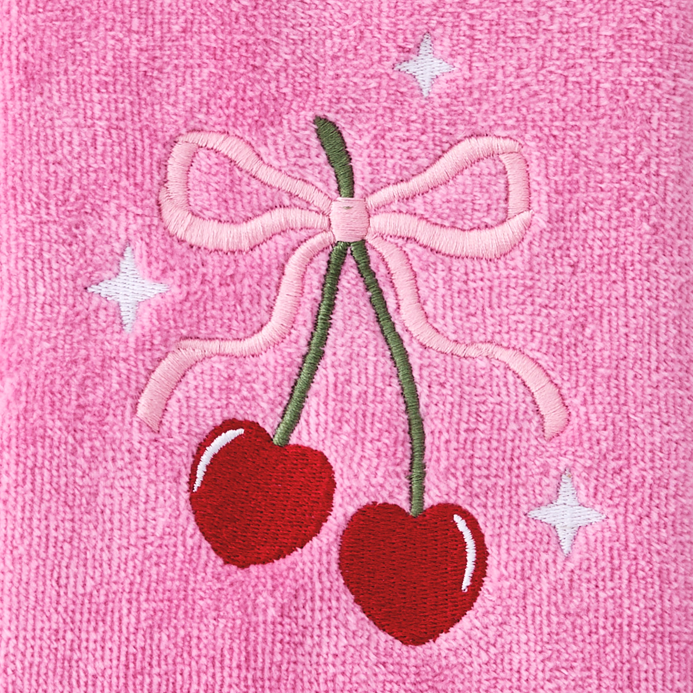 Cherry Hearts 2-Piece Hand Towel Set, Pink