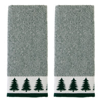 Tree Border 2-Piece Hand Towel Set, Evergreen