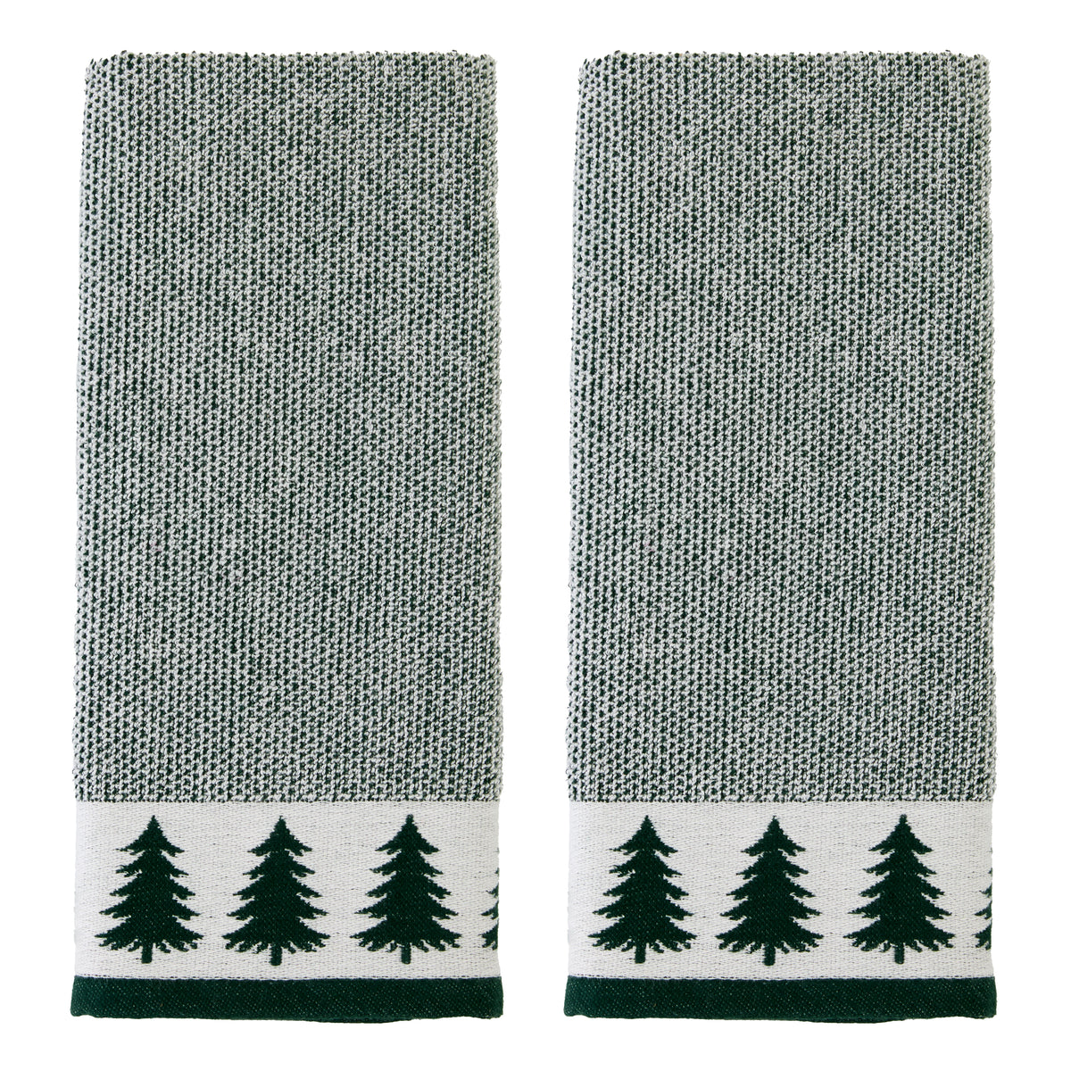 Tree Border 2-Piece Hand Towel Set, Evergreen