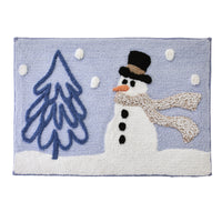 Glitz & Glam Snowman Bath Rug, Blue