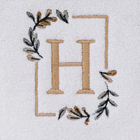 Everyday Monogram “H” 2-Piece Cotton Hand Towel Set, White
