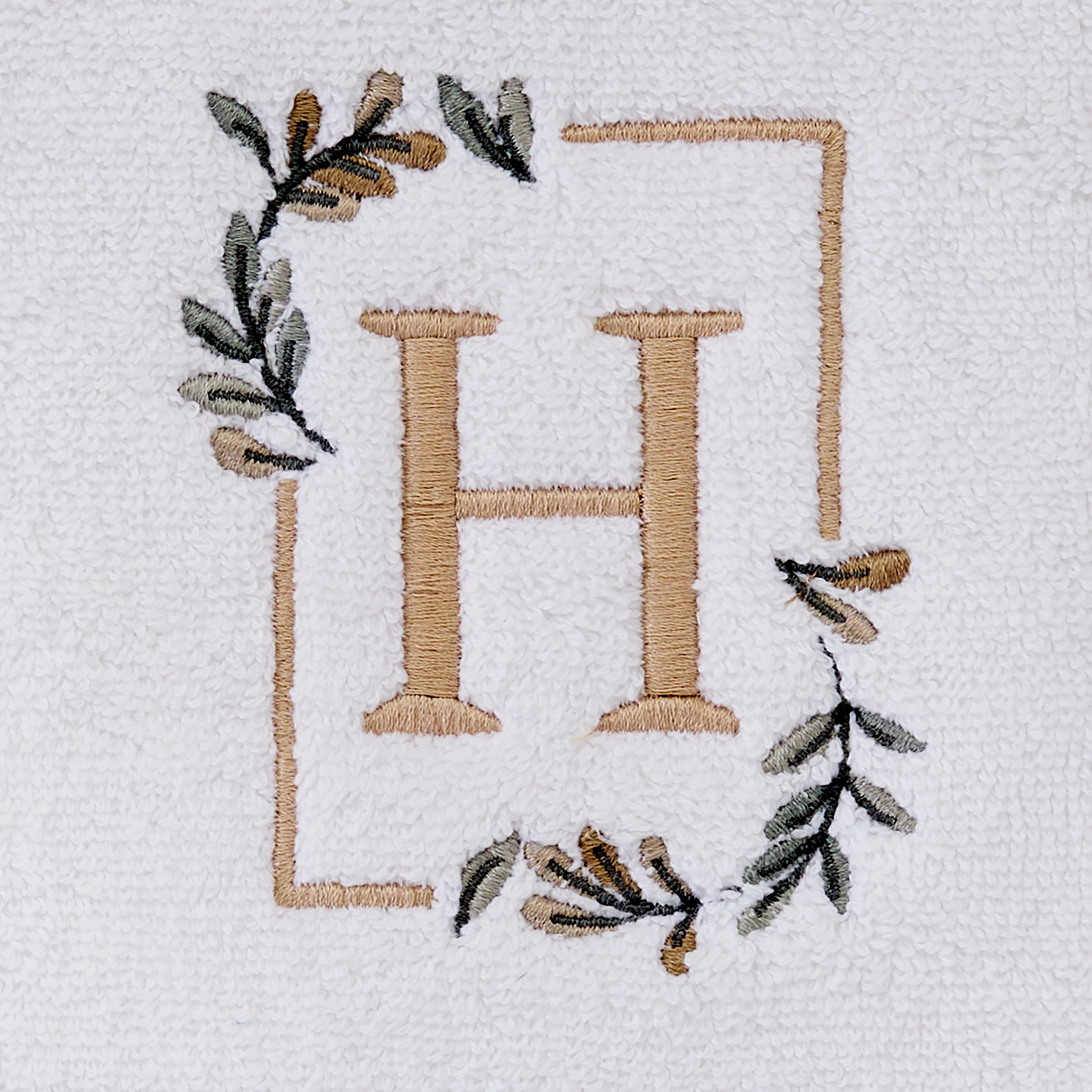 Everyday Monogram “H” 2-Piece Cotton Hand Towel Set, White