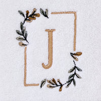 Everyday Monogram “J” 2-Piece Cotton Hand Towel Set, White