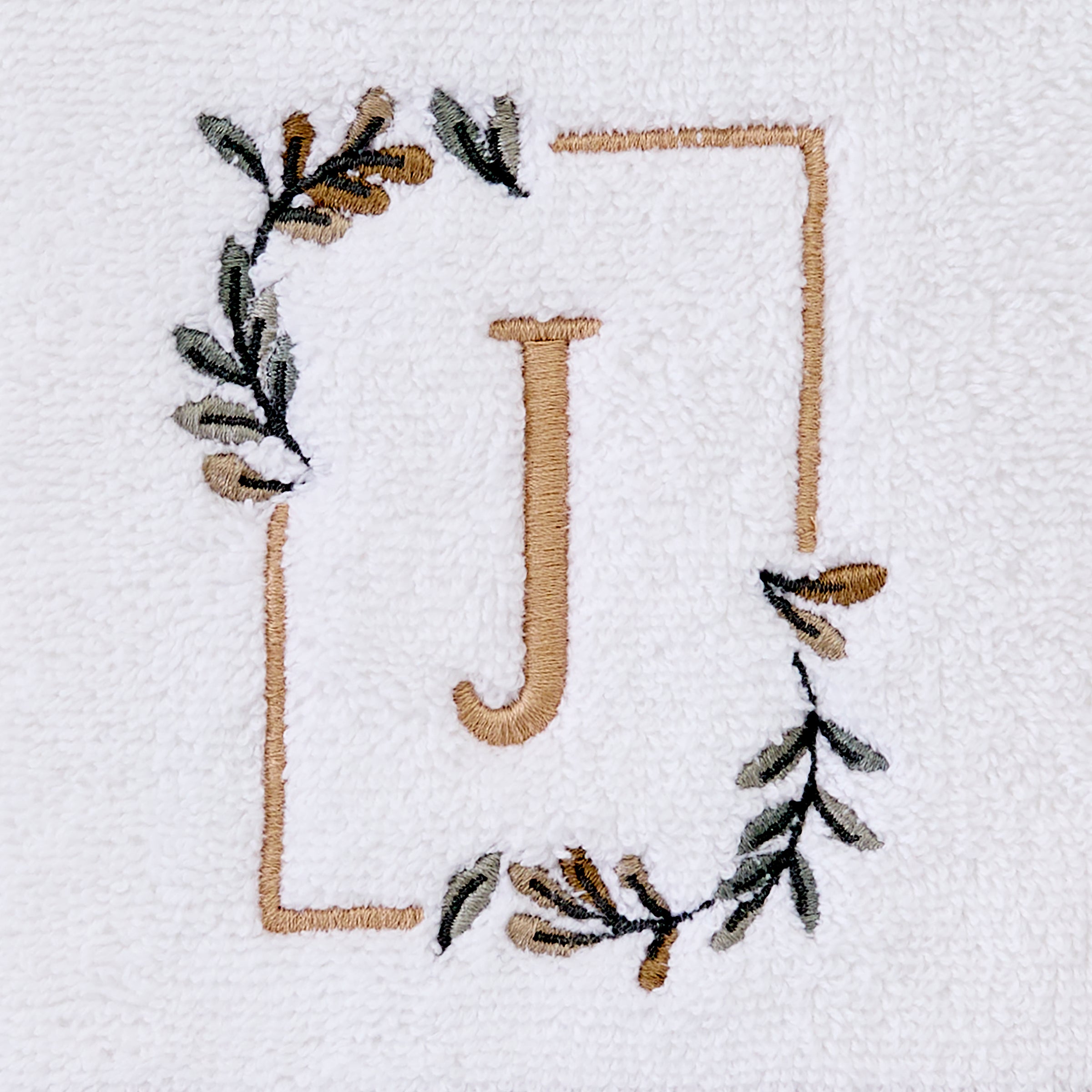 Everyday Monogram “J” 2-Piece Cotton Hand Towel Set, White