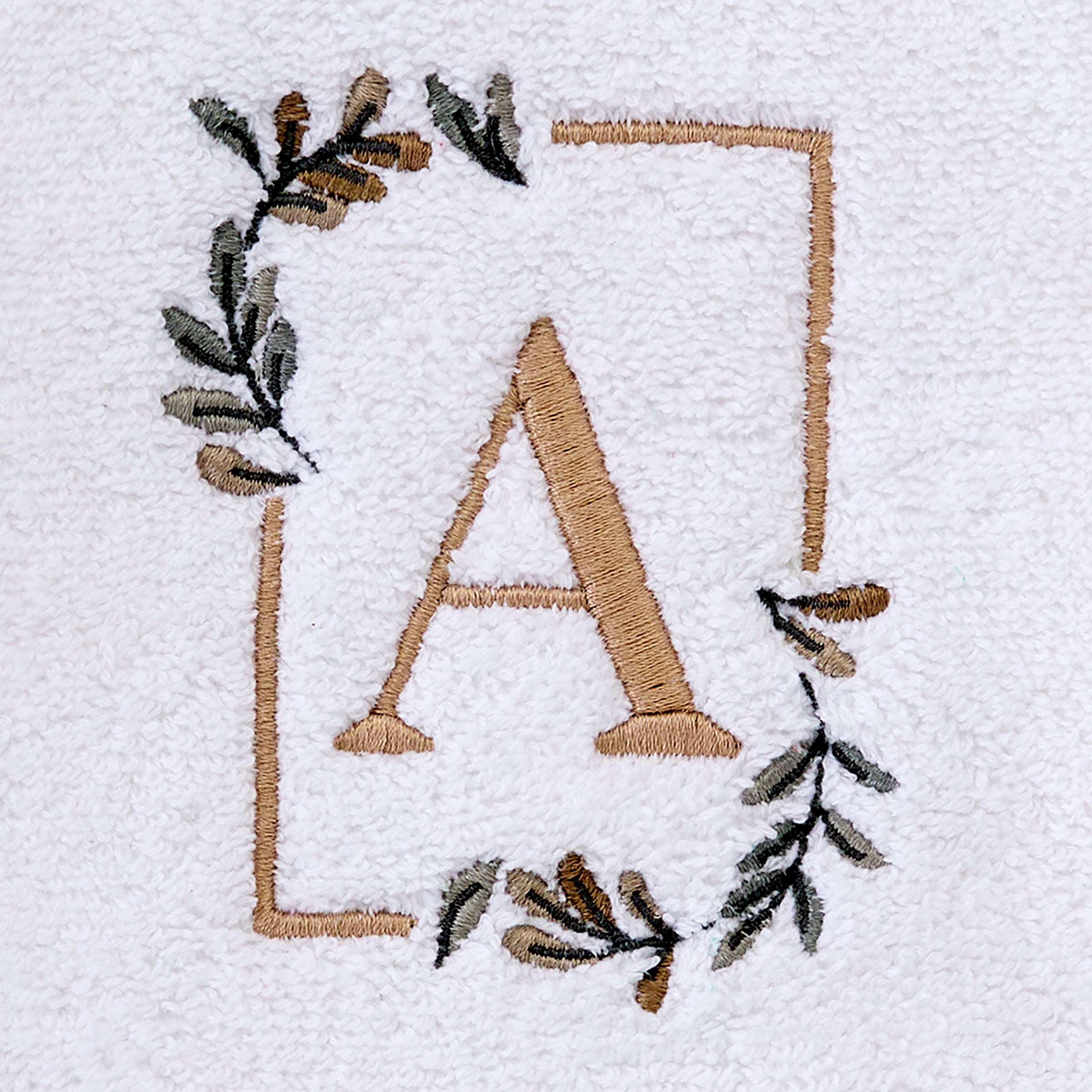Everyday Monogram “A” 2-Piece Cotton Hand Towel Set, White