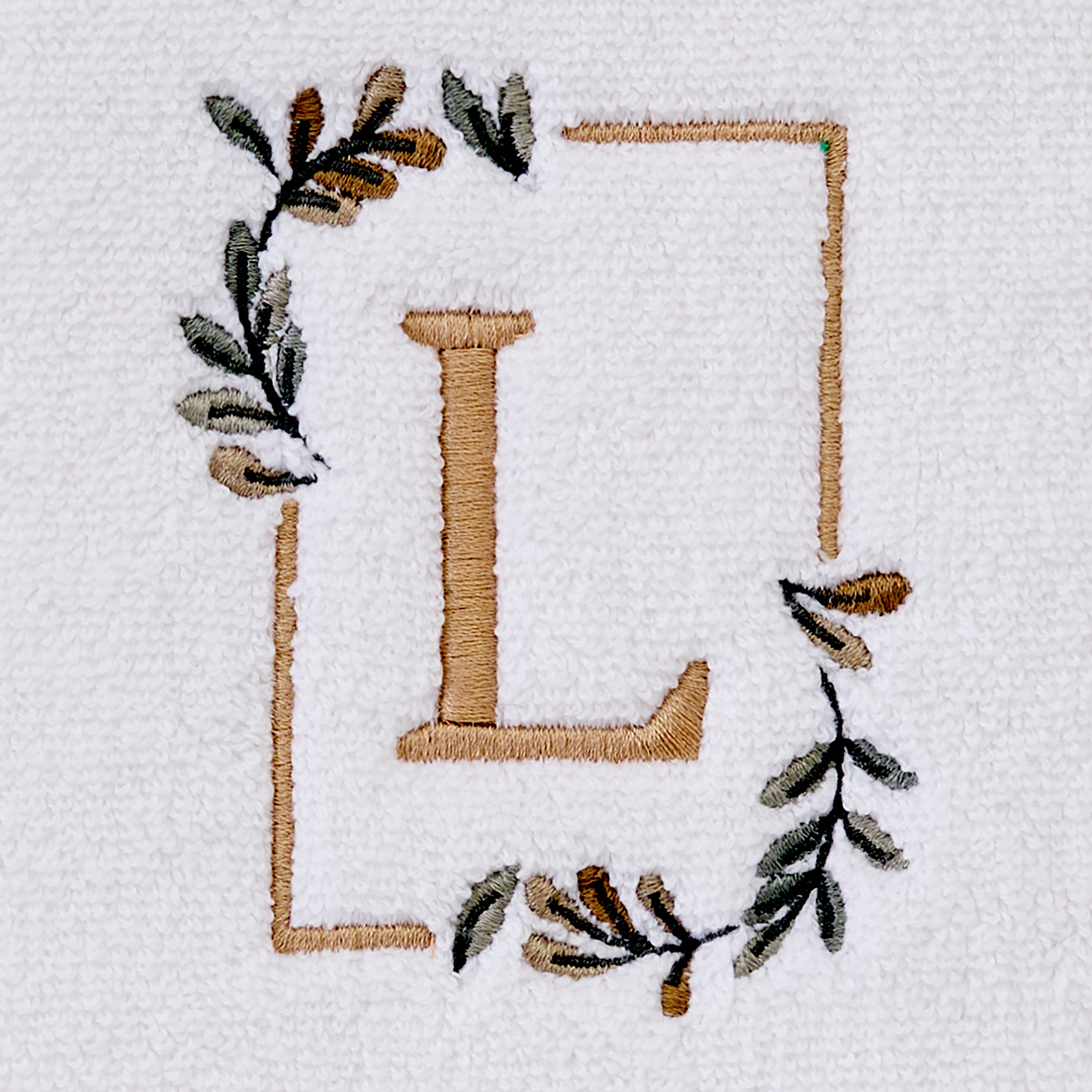 Everyday Monogram “L” 2-Piece Cotton Hand Towel Set, White