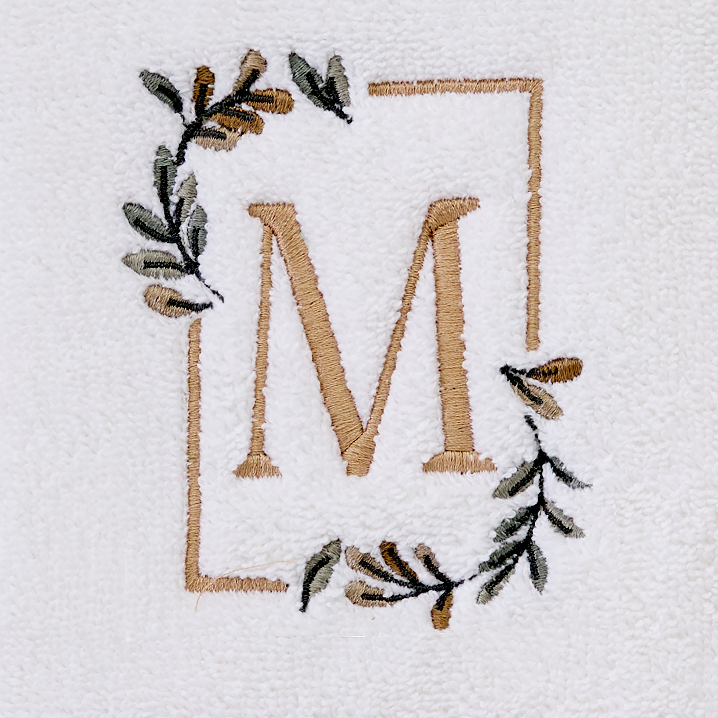 Everyday Monogram “M” 2-Piece Cotton Hand Towel Set, White