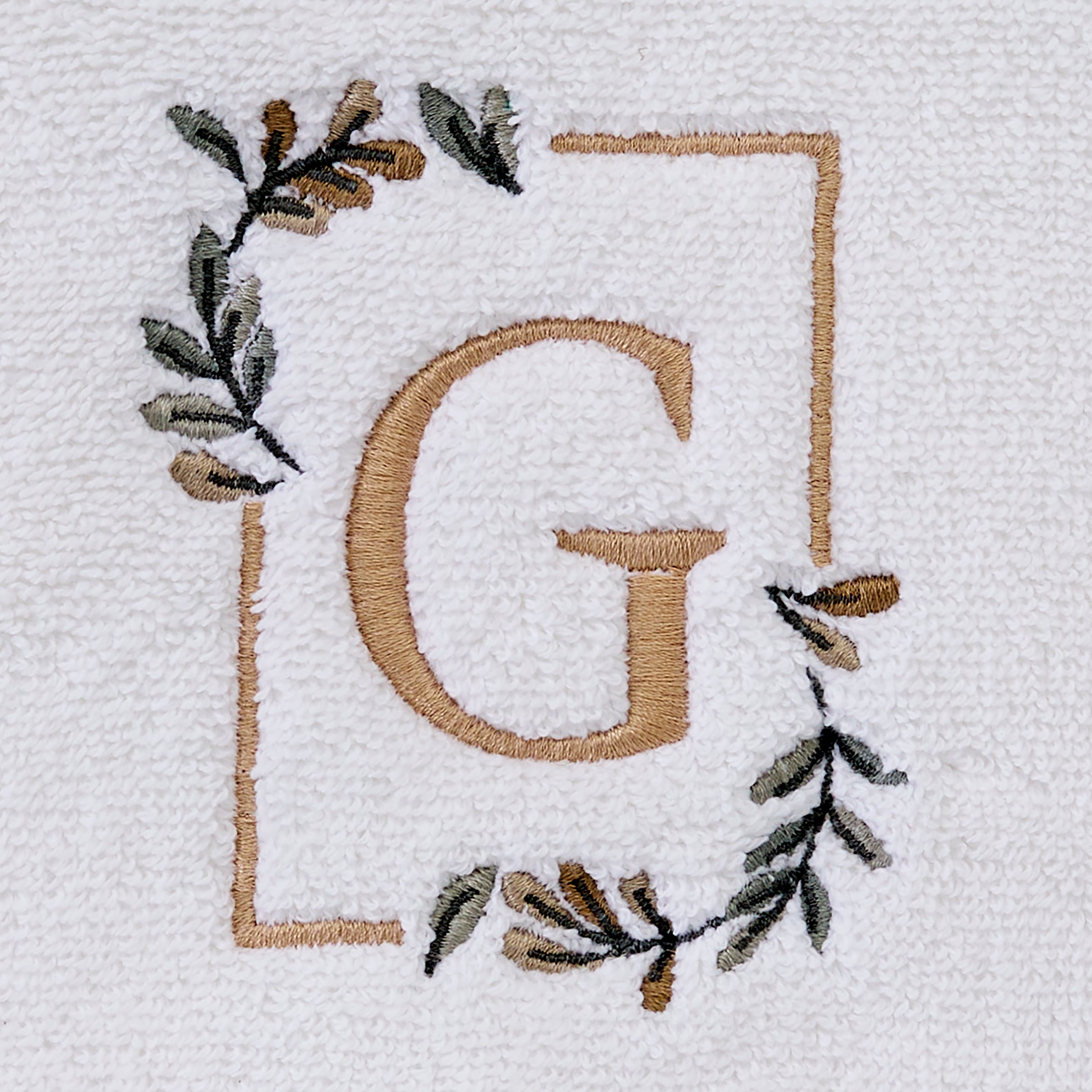 Everyday Monogram “G” 2-Piece Cotton Hand Towel Set, White