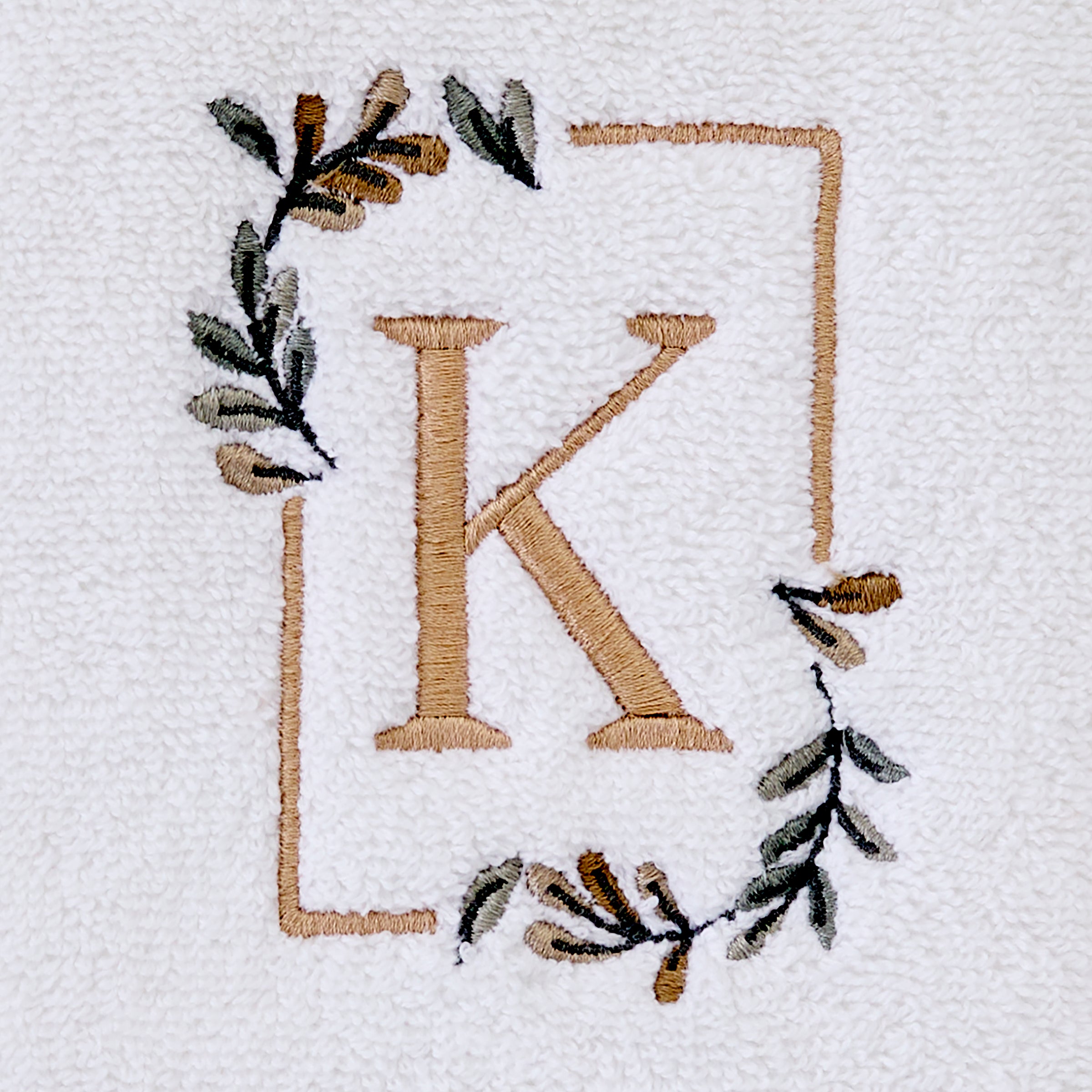 Everyday Monogram “K” 2-Piece Cotton Hand Towel Set, White